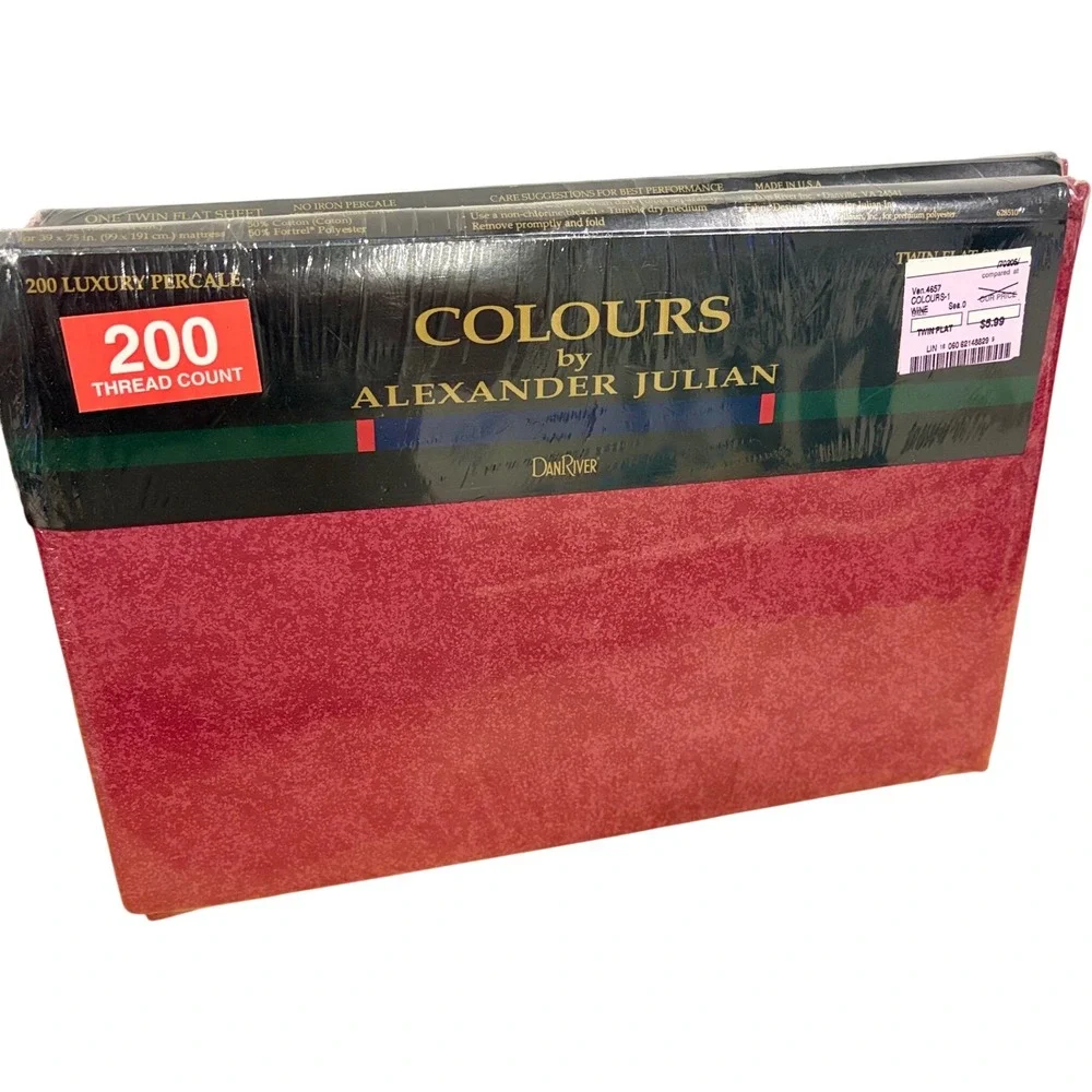 Vtg Dan River Colour by Alexander Julian Twin Flat Sheet NOS Sealed Fuchsia Plum